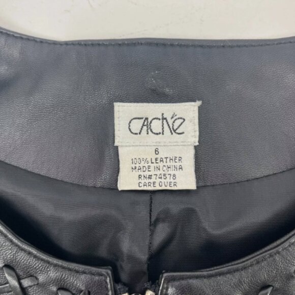 Vintage Cache Leather Fringe Crop Jacket - Picture 13 of 14